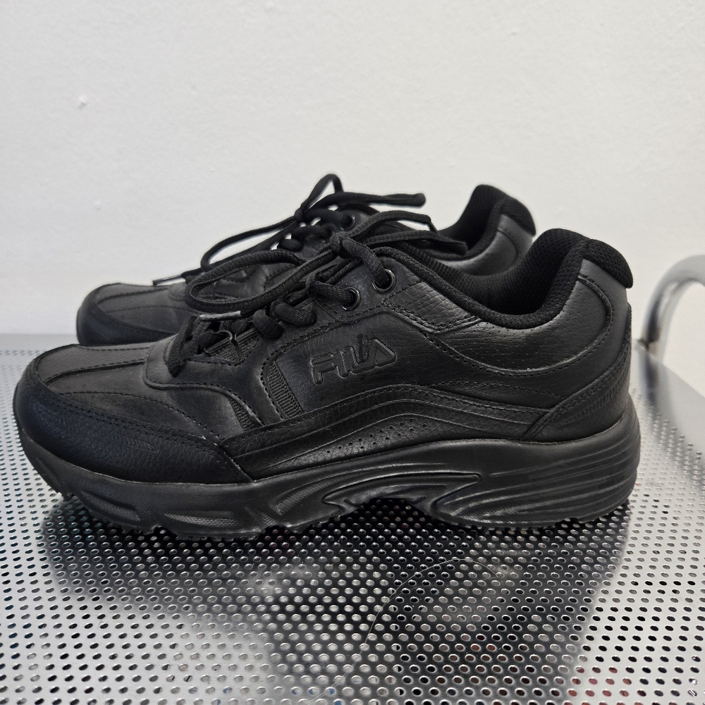 Fila size 8.5 Black Leater Workshift Sneakers